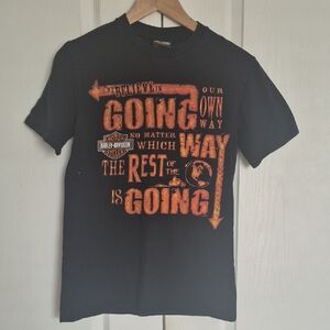 Harley-Davidson Black Tee with Orange Graphics